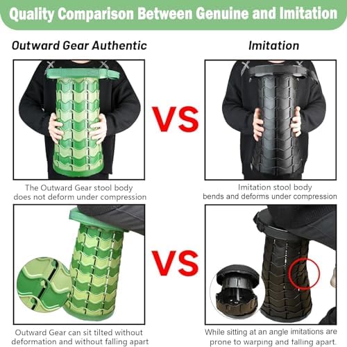 Upgraded Folding Stool Large Square Surface 550lbs Load Capacity Heavy Duty Collapsible Portable Telescopic Stool for Camping Travel Hiking (Camouflage)