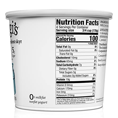 siggi's® Icelandic Strained Nonfat Yogurt, Plain, 24 oz. Multiserving Container – Thick, Protein-Rich Yogurt Snack