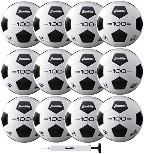 Franklin Sports Soccer Balls - Youth & Adult - Sizes 3, 4 & 5 - Single & Bulk Packs - Black & White