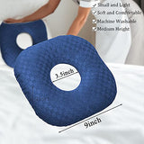 Wuronsa Ear Piercing Pillow for Side Sleepers, Pillow with an Ear Hole for CNH and Ear Pain Ear Inflammation Pressure Sores, O-Shaped Side Sleeping Pillow, Ear Guard Pillow(Dark Blue)