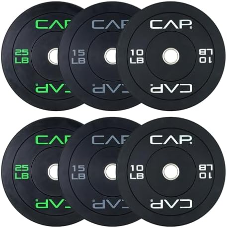 CAP Barbell 2-Inch Olympic Bumper Plate Weight Set | 100-370 lbs | Multiple Options