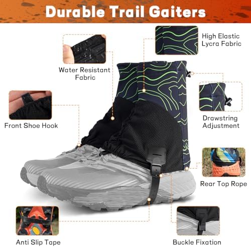 Hiking Gaiters for Woman, Running Shoe Gaiters, Trail Running Gaiters Sandproof, Hiking Gaiters, Ankle Gaiters for Hiking, Snow, Trail Running, Hunting, Skiing, Mountain Climbing