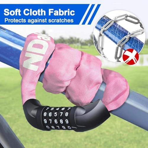 NDakter Bike Chain Lock, 5 Digit Combination Heavy Duty Anti Theft Bicycle Chain Lock,2.62/3.2/4.27/5/6Ft Long Security Resettable Bike Locks for Bike, Bicycle, Scooter, Door, Gate, Fence-4/6mm Thick