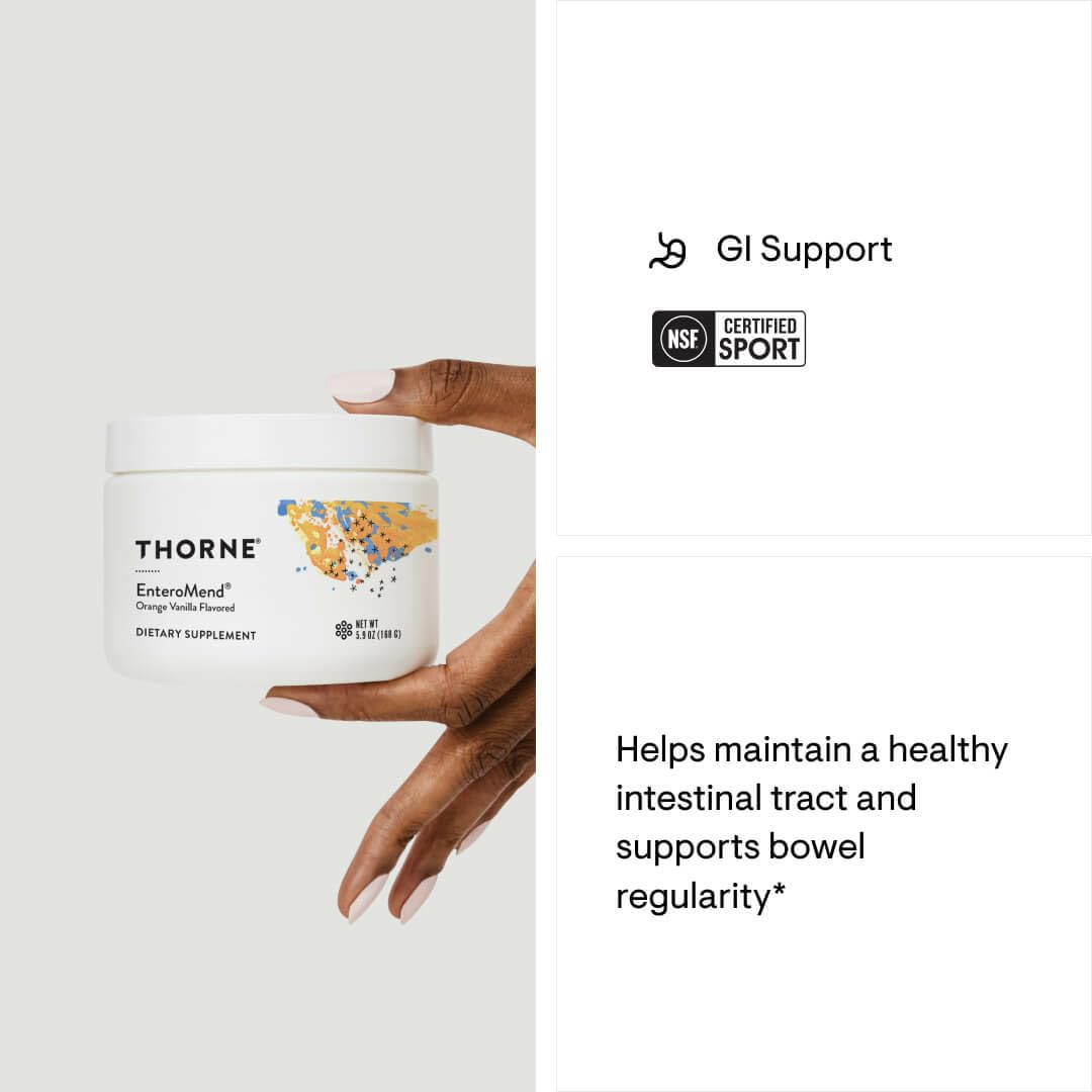 THORNE - EnteroMend - Botanical and Amino Acid Formula to Support Intestinal Health* - Orange Vanilla Flavor - 5.9 Oz