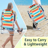 Outvita Backpack Beach Chair, 5 Level Adjustable Positions Beach Chair with Back Storage Bag, Cooler Pouch and Side Bags for Beach Poolside Lawn