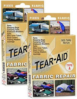TEAR-AID Fabric Repair Kit, Type A Clear Patch for Canvas, Fiberglass, Leather, Polyester, Nylon & More, Gold Box, 2 Pack