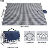 Outdoor Picnic Blanket, XL Foldable Waterproof Sand Beach Mat, Extra Large 80x80in for Beach Camping Hiking Travel Family Concerts Portable Beach Blankets（Darke Blue）