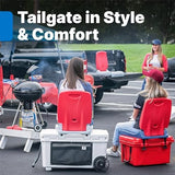 Step2 Folding Flip Seat, Lightweight Portable Outdoor Chair for Poolside, Camping, Beach, Boats, Tailgates, Durable Ground Chair with Back Support for Adults, Red & Blue