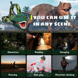 Dysaim Kids Headlamp,Rechargeable T-Rex Dinosaur Headlamp for Kids and LED Head Lamp Camping Gear Flashlight,Hiking Accessories Headlight Toys,Four Light Modes Suitable for Reading/Party Gift