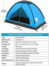 Night Cat Backpacking Tent for One 1 to 2 Persons Lightweight Waterproof Camping Hiking Tent for Adults Kids Scouts Easy Setup Single Layer 2.2x1.2m