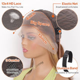 Highlight Bob Wig Human Hair 13x4 HD Lace Front Wigs Human Hair Pre Plucked Hairline Frontal Glueless Short Straight Bob Wigs for Black Women Human Hair Ombre Brown Honey Blonde P4/27 12 Inch