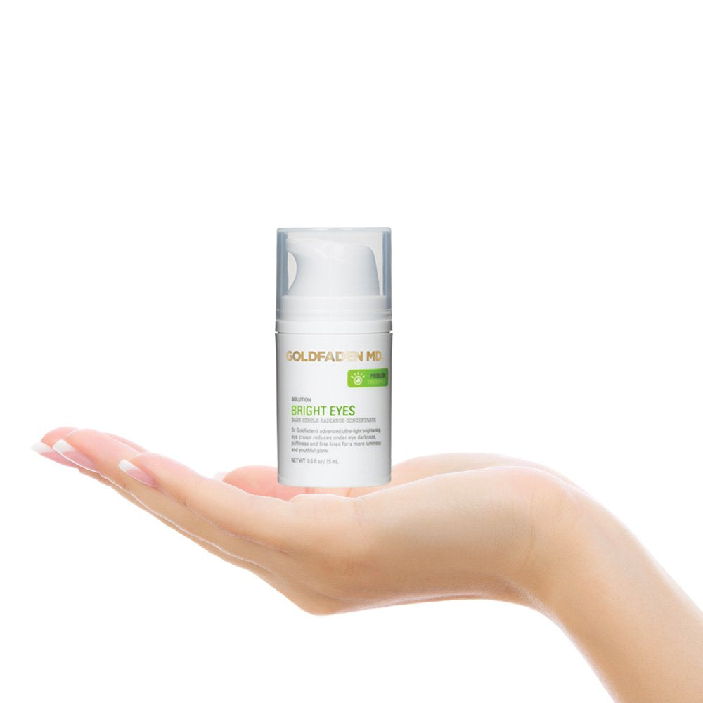 GOLDFADEN MD Bright Eyes Dark Circle Concentrate Brightening Eye Cream w/Soy Peptide, Rice Bran Extract & Arnica | May Reduce Under Eye Darkness, Puffiness & Fine Lines 0.5 fl. oz.