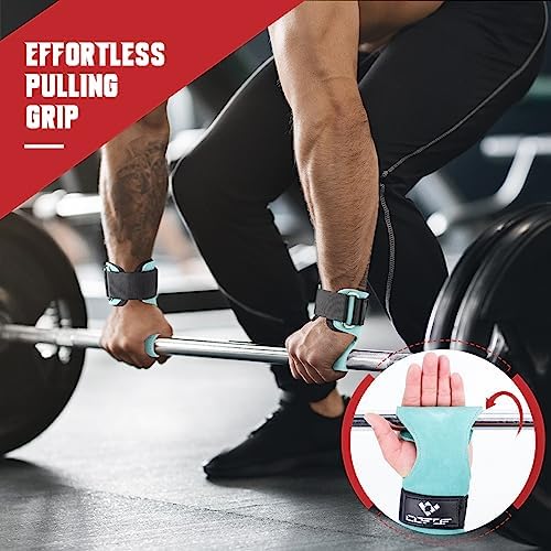 Weight Lifting Wrist Strap, Double Layer Leather Wrist Strap for Deadlift and Powerlifting, Adjustable Neoprene Padded Gym Workout Lifting Hooks (Pair)