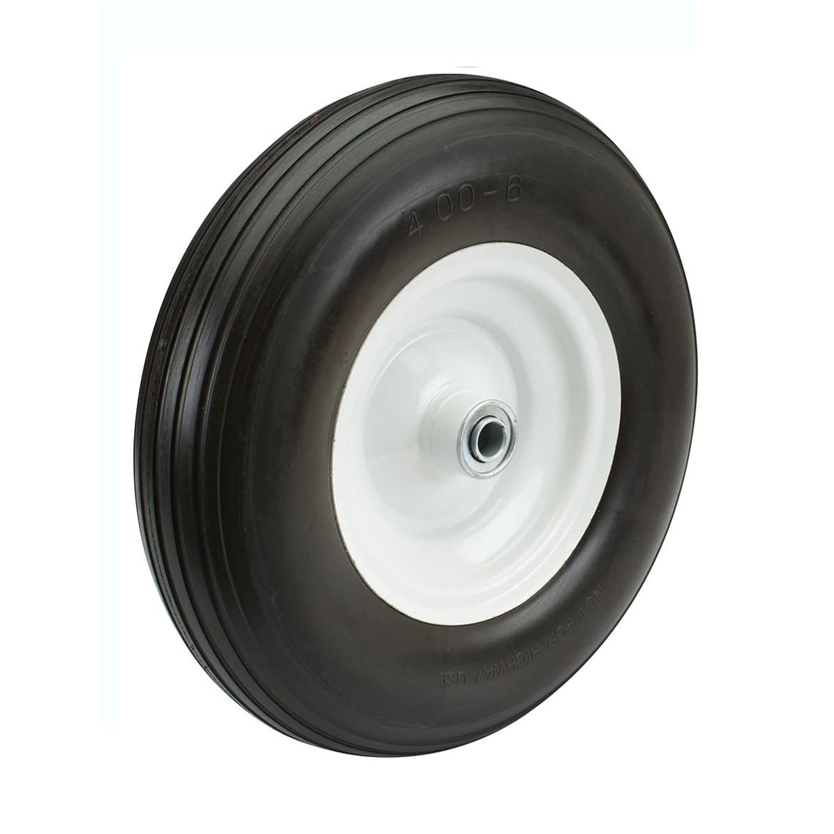 Wheelbarrow Tire 4.80 4.00-8 with 1 inch Axle, 3" Hub Flat Free 16 inch Solid Foamed Tire Replacement Wheelbarrow Wheel 4.80-8 for Log Splitter Wheel Barrel Yard Cart Garden Wagons