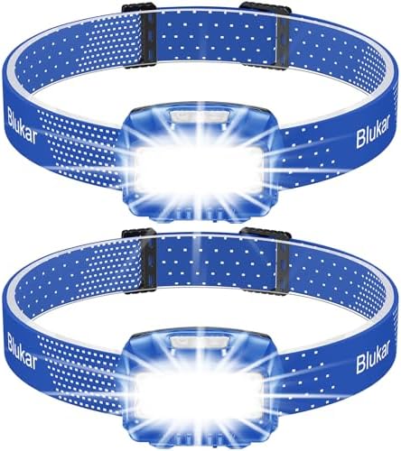 Headlamp Flashlight, 2-Pack Super Bright LED Rechargeable Headlight - Spotlight&Floodlight Combination,Sensor Control, 8 Modes,IPX5 Waterproof, 20+Hrs Runtime for Camping-Blue