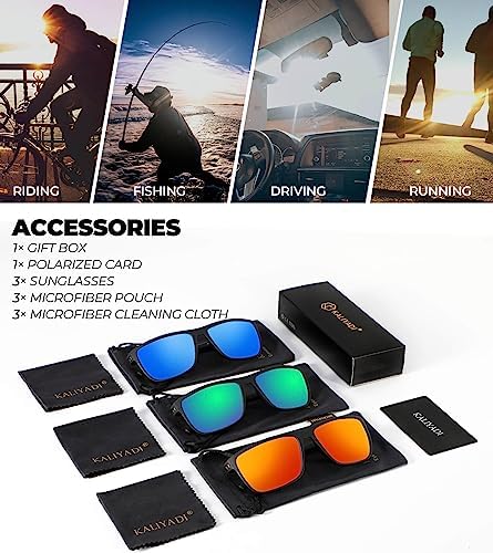 KALIYADI Polarized Sunglasses for Men, Lightweight Sun Glasses with UV Protection for Driving Fishing Golf