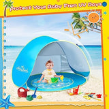 Monobeach Baby Beach Tent with Sand Toys Pop Up Portable Shade Pool UPF50+ UV Protection Sun Shelter for Infant with Easy Set Up Canopy (Blue with Sand Toys)