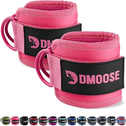 DMoose Fitness Ankle Straps for Cable Machines - One Size Fit with Premium Padding, Glute Kickback Ankle Strap for Women & Men, Cable Attachments for Gym, Booty Workouts, Leg Extension & Hip Abductors