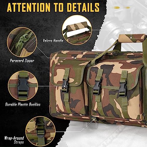 DULCE DOM 32/36/42/48/52 inch Double Rifle Case Soft Bag Gun Case, Perfect for Rifle Pistol Firearm Storage and Transportation, All Around Shooting Range Tactical Rifle Backpack, Indoor Outdoor