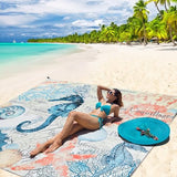 Beach Blanket Waterproof Sandproof Beach Mat 79" X 83" /10'x9'for 2-8 Adults Quick Drying Outdoor Picnic Mat Beach Accessories for Travel, Camping, Hiking