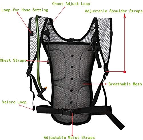 Hydration Pack with 2L Backpack Water Bladder - Great for Outdoor Sports of Running Hiking Camping Cycling Skiing