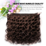 ALLRUN Brown Body Wave Bundles Human Hair 18 20 22 Inch Reddish Brown Human Hair Extensions 12A 100% Unprocessed Brazilian Virgin Hair 3 Bundles Chocolate Color Body Wave 4# Color