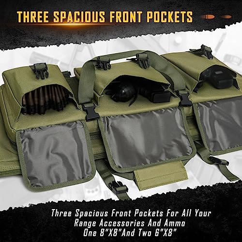 DULCE DOM 32/36/42/48/52 inch Double Rifle Case Soft Bag Gun Case, Perfect for Rifle Pistol Firearm Storage and Transportation, All Around Shooting Range Tactical Rifle Backpack, Indoor Outdoor