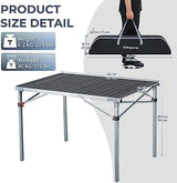 KingCamp Aluminum Folding Lightweight Roll Portable Stable Table for Camping Picnic Barbecue Backyard Party, Indoor & Outdoor, Oversize, Silver Black