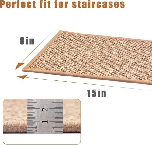 Stair Treads for Wooden Steps Indoor,8" X 30" (15 in Pack) Carpet Stair Treads for Wood Stairs, Machine Washable Stair Runners for Kids Elders and Pets,Beige