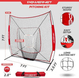 PowerNet Baseball Softball Practice Net 7x7 with Baseball Accessories for Practice Pitching, Batting & Fielding, Ball Caddy, Weighted Baseballs, Tee