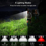Headlamp Flashlight, 8000L Super Bright LED Rechargeable Headlight - 3 Lights 5 Modes,Zoomable,Spotlight&Floodlight Combination, IPX6 Waterproof, 20+Hrs Runtime for Running,Hiking,Camping etc.