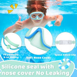 Vvinca 2 Pcs Kids-Swim-Goggles with Nose Cover, Swimming Diving Mask Wide View Anti Fog UV Anti Shattered Lens for Kids 3-6