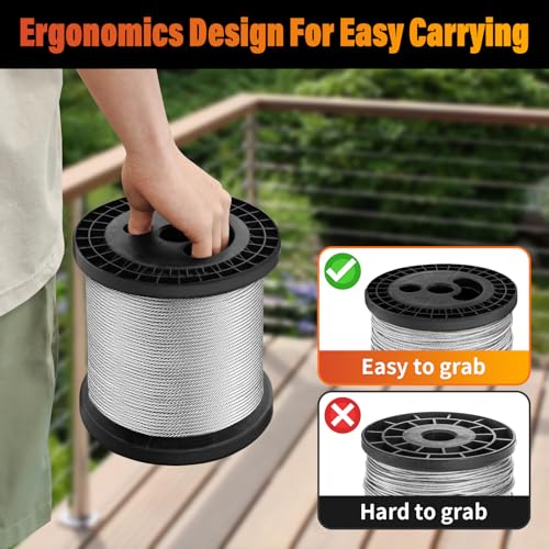 Stainless Steel Cable for Railing - 500FT 1/8" T316 Wire Rope Cable for Deck Railings System Kit