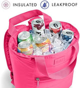 Fit & Fresh Insulated Cooler Bag, Leak Proof Waterproof Beach Cooler Backpack for Women, 18 Can Soft Insulated Cooler Tote Bag for Travel, Lunch Bag for Women, Beach Bag & Travel Bag, Hot Pink