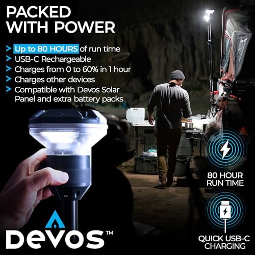 Devos Outdoor LightRanger 1200 - High-Performance LED Tripod Lantern with Adjustable Height, 1200 Lumens Brightness, and Long Battery Life.