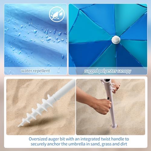 Beach Shelter Umbrella Premiere UPF 50+ Umbrella Shelter for Sun and Rain Protection for Adult (10-Foot, Blue Green)