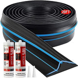 Jin&Bao Universal Garage Door Threshold Seal Strip 20FT Kit, Bottom Waterproof Rubber Weather Stripping Replacement（Blue, 2 Adhesive）