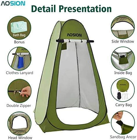 AOSION Privacy Shower Tent,Pop Up Changing Tent,Camp Bathroom Changing Dressing Room,Sun Sunshade Canopy Outdoor Rain Shelter for Camping Hiking Beach Picnic Fishing.