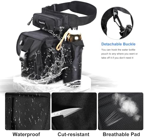 Jueachy Drop Leg Bag for Men Tactical Metal Detecting Thigh Pack with Water Bottle Pouch
