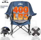 Oversized Rocking Camping Chair, Fully Padded Camp Chairs for Adults with Side Pocket and Cup Holder, Heavy-Duty 400lbs Capacity, Blue & Gray