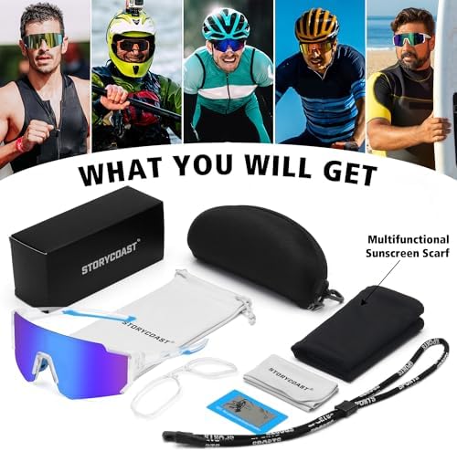 STORYCOAST Polarized Sports Sunglasses for Men Women,Driving Fishing Cycling Mountain Bike Sunglasses UV400 Protection