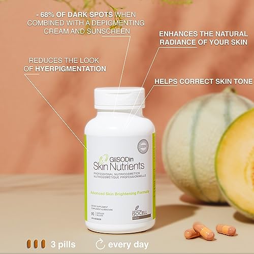 Glisodin Skin Nutrients Advanced Skin Brightening Formula – for Brighter, Clearer, and Firmer Complexion – Helps Reduce Blemishes - 90 Capsules