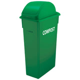 Winco Slim Commercial Trash Can/Waste Container, 23 Gallon Compost, Green