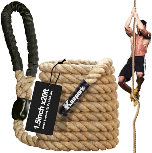 Climbing Rope 1.5 Inch Diameter 10FT 15FT 20FT 25FT 30FT 35FT Gym Climbing Rope for Fitness & Strength Training, Workout Exercises Climbing Rope for Adults Kids Outdoor or Home Indoor