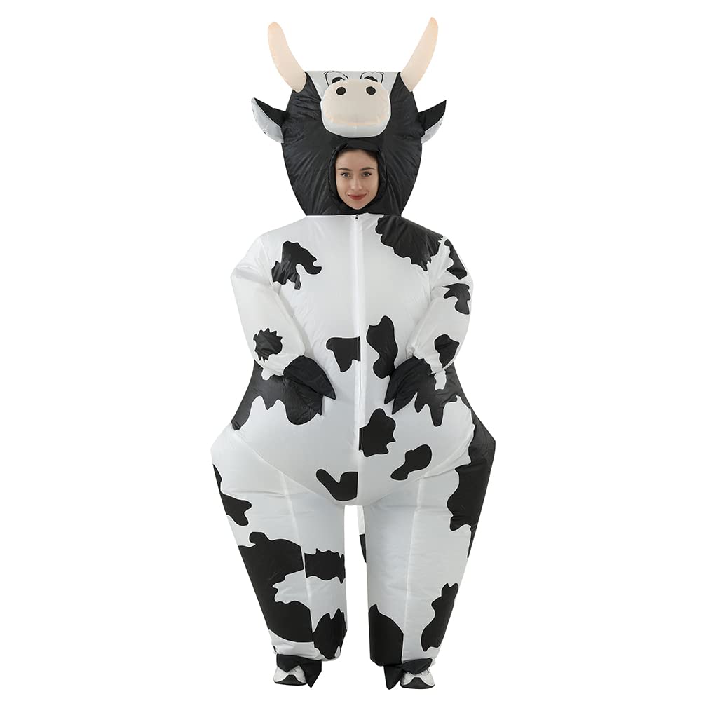 RHYTHMARTS Inflatable Costume Cow Costumes Fancy Dress Cosplay Blow Up Jumpsuit Christmas Halloween Costumes for Adult