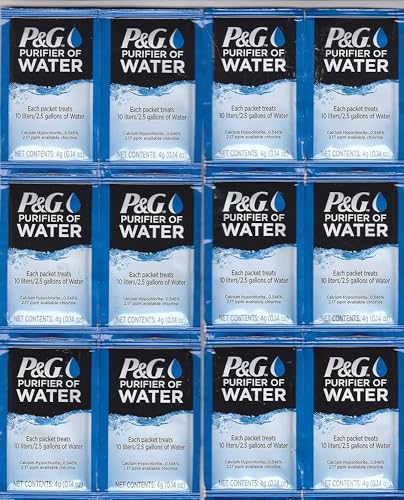 P&G Purifier of Water Portable Water Purifier Packets. Emergency Water Filter Purification Powder Packs for Camping, Hiking, Backpacking, Hunting, and Traveling. (12 Packets)