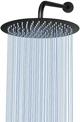 NearMoon Rain Shower Head, Ultra-Thin Design-Pressure Boosting, Awesome Some Experience, High Flow Stainless Steel Rainfall Head (12 Inch, Matte Black)