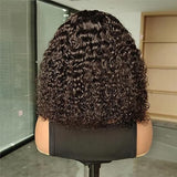 ISEE Hair Wear and Go Glueless Wigs Bob Wigs Human Hair Pre Plucked Water Wave Lace Front Wigs Human Hair Upgraded No Glue Transparent Lace Closure Wigs Human Hair for Women Natural Black 14 Inch