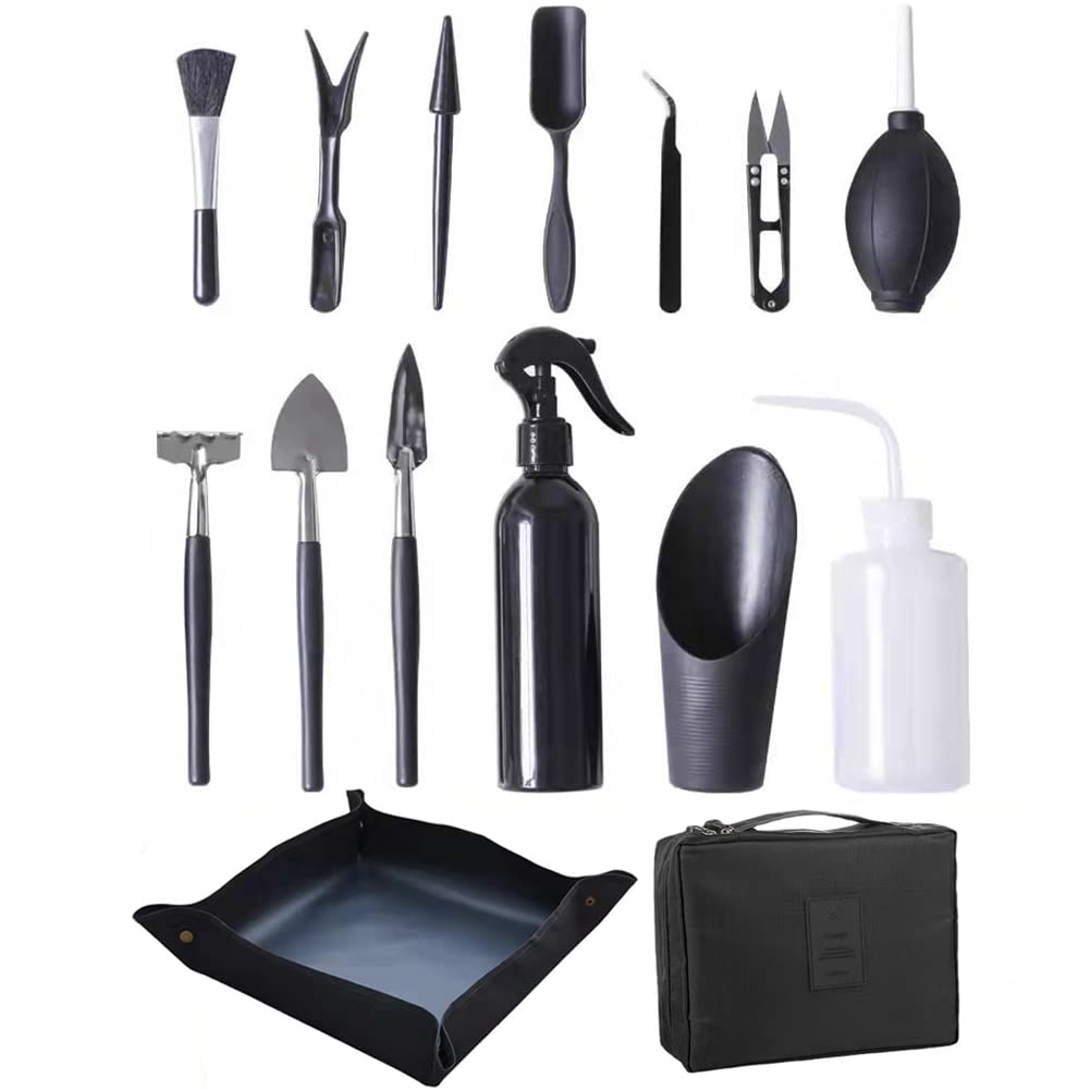 15 Pieces Succulent Plants Tools - Plant Repotting Mat and Storage Bag,Mini Garden Transplanting Tools for Indoor Outdoor Miniature Fairy Flower Plant Care