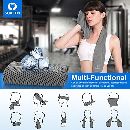 Sukkeen [4 Pack Cooling & Microfiber Towel (40'x12'),Soft Breathable Ice Towel for Yoga, Sport, Running,Gym & More Activities